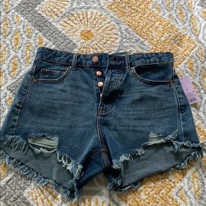 high rise jean short cut offs